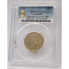 AUSTRALIA 2000 . ONE 1 DOLLAR COIN . ERROR . MULE . STRUCK ON TEN 10 CENTS